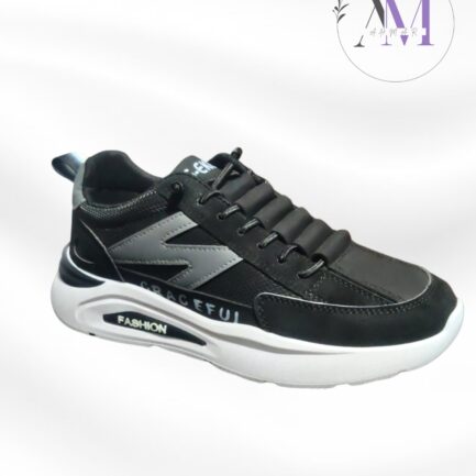 Black Chunky Sole Sneakers For Men