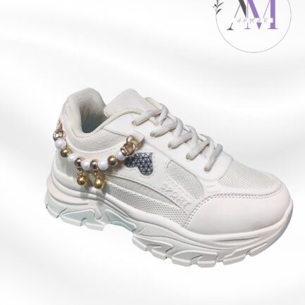 LuxeStep Pearl Embellished Sneaker For Women