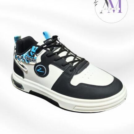 Z-Walk Pro Sneakers – Black & White with Blue Detailing
