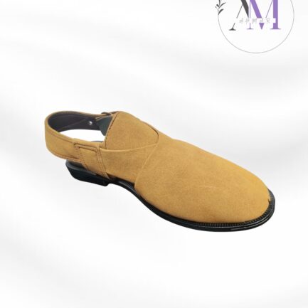 Premium Camel Brown Velvet Peshawari Chappal For Men