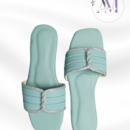 Nude Diamond Embellished Flats For Women