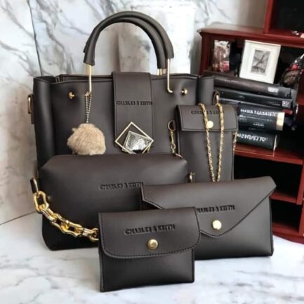 5-in-1 Premium PU Leather Bag Set - Black