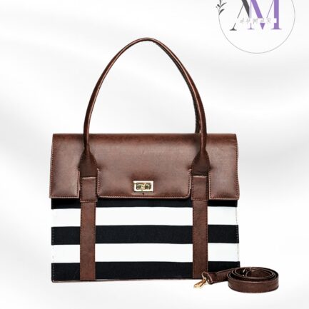Striped PU Leather Tote Bag for Women